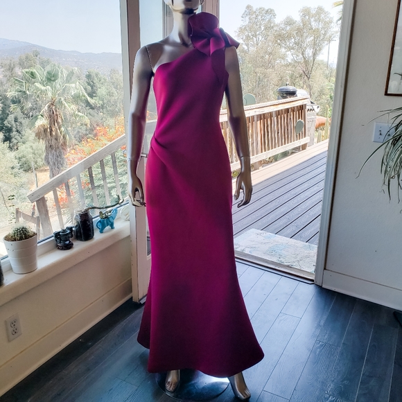 Emily in Paris Inspo: Jovani by Mia Bella One-Shoulder Scuba Dress - Picture 2 of 9